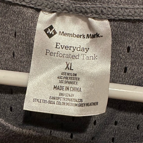 Member’s Mark Gray Everyday Perforated Tank Top XL - Picture 2 of 4